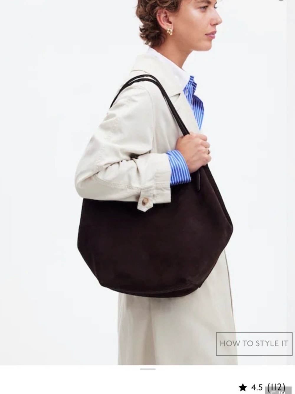 Madewell Dark Brown Suede Shoulder Tote